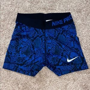 NIKE PROdri-fit, snakeskin blue and black spandex.